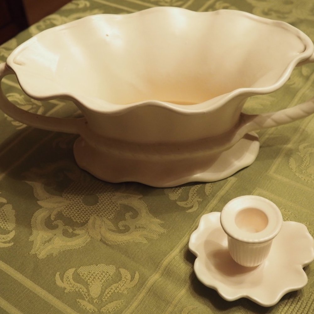 Stangl Pottery bowl and candle holder